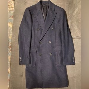 J Crew Navy Herringbone Wool Coat Size 38